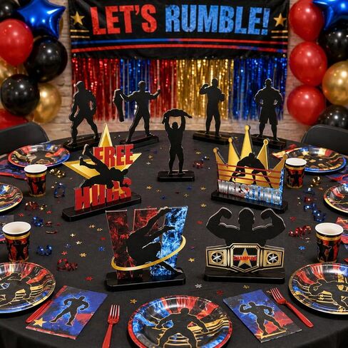 Wrestling Centerpieces Wooden for Birthday Table Decorations Party Supplies Home Bar Tabletop Decor 9PCS in Saudi Arabia