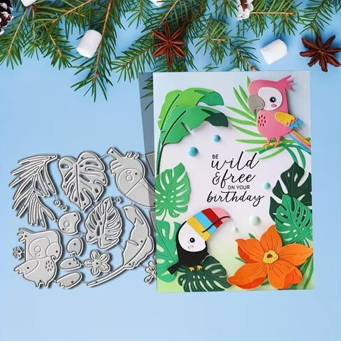 Parrot Birds Flower Dies Cuts Metal Cutting Dies Cut Stencils for DIY Scrapbooking Album Decorative Embossing Paper Card Making in Saudi Arabia