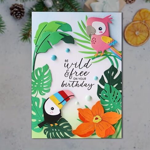 Parrot Birds Flower Dies Cuts Metal Cutting Dies Cut Stencils for DIY Scrapbooking Album Decorative Embossing Paper Card Making in Saudi Arabia