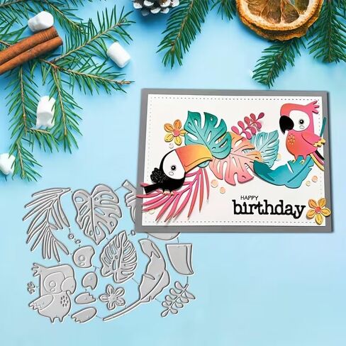 Parrot Birds Flower Dies Cuts Metal Cutting Dies Cut Stencils for DIY Scrapbooking Album Decorative Embossing Paper Card Making in Saudi Arabia