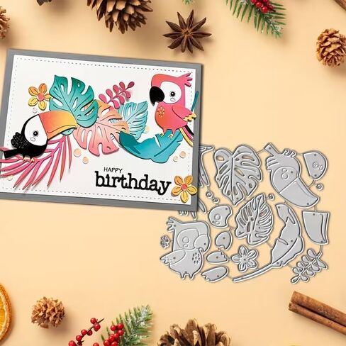 Parrot Birds Flower Dies Cuts Metal Cutting Dies Cut Stencils for DIY Scrapbooking Album Decorative Embossing Paper Card Making in Saudi Arabia