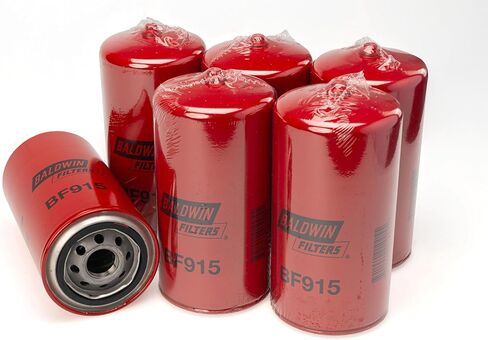 Baldwin BF915 Spin-On Fuel Storage Tank Filter w/Drain – Thread 1-12, OD 3.69″ × Length 7.41″, Absolute 25 Micron – Replaces Donaldson P551915, FF5011/FF5013, CIM-TEK 700-02 (Pack of 6) in Kuwait