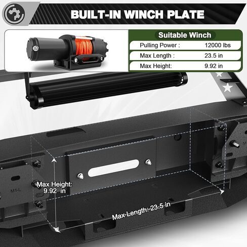 Sierra Full Width Front Bumper with Winch Plate for 2014-2015 GMC Sierra 1500, 2014 2015 Sierra 1500 Truck Steel Bumper with LED Lights, D-rings in Saudi Arabia