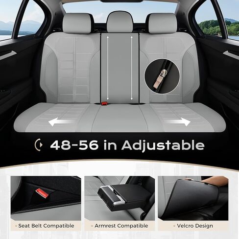 Coverado Full Set Leather Car Seat Covers, Crafted with Full Leather Construction and Carbon Fibre Weave Universal Fit for Most Cars SUV Trucks(Gray in Saudi Arabia