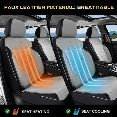 Coverado Full Set Leather Car Seat Covers, Crafted with Full Leather Construction and Carbon Fibre Weave Universal Fit for Most Cars SUV Trucks(Gray in Saudi Arabia