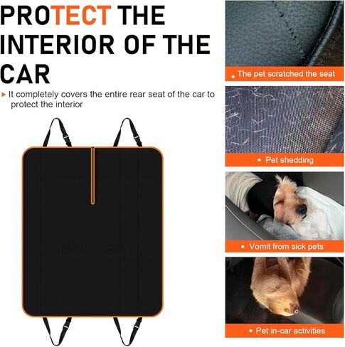 Car Seat Cover, Waterproof Oxford Fabric Pets Seat Protector, Anti-tear Easy Clean Pets Mat with Locked Straps, Universal for Most Cars Trucks SUVs (Black) in Saudi Arabia
