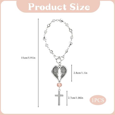 Steering Wheel Charm Accessory,Christian Cross for Car Mirror Hanging,Guardian Angel for Car,Guardian Angel Rearview Mirror Charm Ornament,Christian Protection for Bag in Saudi Arabia
