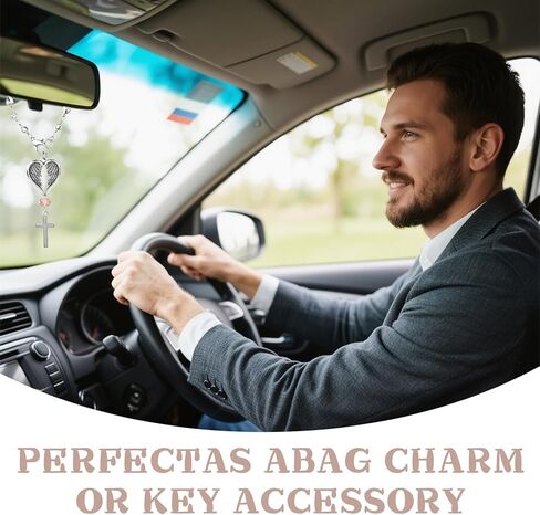 Steering Wheel Charm Accessory,Christian Cross for Car Mirror Hanging,Guardian Angel for Car,Guardian Angel Rearview Mirror Charm Ornament,Christian Protection for Bag in Saudi Arabia