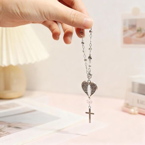 Steering Wheel Charm Accessory,Christian Cross for Car Mirror Hanging,Guardian Angel for Car,Guardian Angel Rearview Mirror Charm Ornament,Christian Protection for Bag in Saudi Arabia