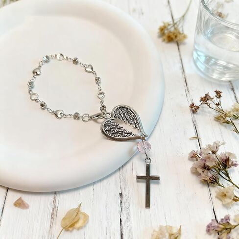 Steering Wheel Charm Accessory,Christian Cross for Car Mirror Hanging,Guardian Angel for Car,Guardian Angel Rearview Mirror Charm Ornament,Christian Protection for Bag in Saudi Arabia