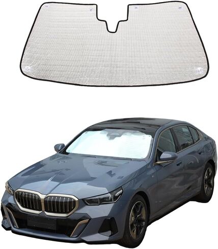 مظلة للزجاج الأمامي للسيارة تناسب حسب الطلب متوافقة مع BMW 5 Series G60 2024-2025 قابلة للطي ودرع شمسي عاكس من البوليستر غطاء حاجب الشمس كتلة الحرارة، واقي حاجب الشمس من الأشعة فوق البنفسجية in Kuwait