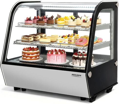 ROVSUN 5.7 Cu.Ft Refrigerated Display Case Commercial Countertop Refrigerator ETL NSF Certified, Display Refrigerator w/LED Automatic Defrosting Air-cooling Rear Sliding Door for Cafe Restaurant in Saudi Arabia