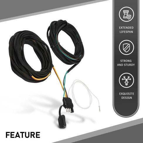 G-PLUS 22Ft 4 Pin 5 سلك مسطح مقطورة الأسلاك تسخير عدة الأسلاك النحاسية نمط عظم الترقوة صالح للقارب ATV مقطورة الذيل ضوء in Kuwait