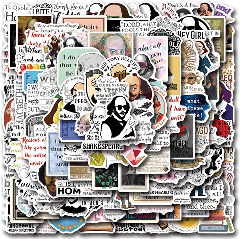 122Pcs William Shakespeare Stickers, Literary Quote Vinyl Waterproof Stickers for Laptops, Water Bottles, Notebook, Phone, Skateboard Decor in Saudi Arabia