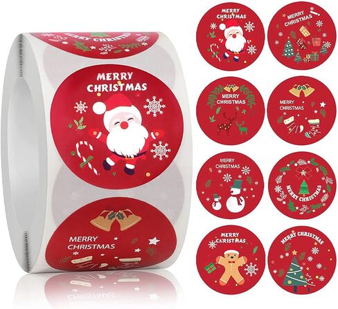 500PCS Christmas Stickers Roll 1.5 in Envelope Seals Round Paper Merry Chirstmas Sticker Large, Red in Saudi Arabia