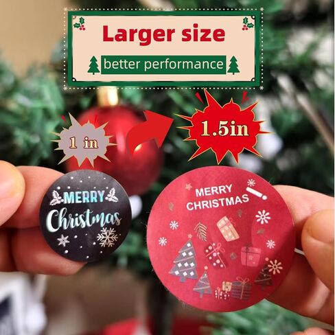 500PCS Christmas Stickers Roll 1.5 in Envelope Seals Round Paper Merry Chirstmas Sticker Large, Red in Saudi Arabia