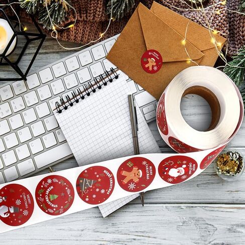 500PCS Christmas Stickers Roll 1.5 in Envelope Seals Round Paper Merry Chirstmas Sticker Large, Red in Saudi Arabia