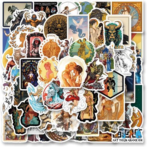 120pcs Greek Mythology Stickers Pack, Aesthetic Cartoon Cute Vinyl Waterproof Decals for Water Bottle,Laptop,Phone,Skateboard,Scrapbooking,Bumper for Party Supply in Saudi Arabia