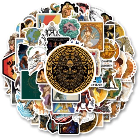 120pcs Greek Mythology Stickers Pack, Aesthetic Cartoon Cute Vinyl Waterproof Decals for Water Bottle,Laptop,Phone,Skateboard,Scrapbooking,Bumper for Party Supply in Saudi Arabia
