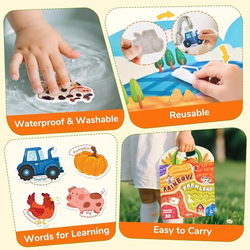 مجموعة كتب ملصقات قابلة لإعادة الاستخدام من JoyCat (3 عبوات): المزرعة، صناعة البيتزا، الطقس - 90 قطعة ملصقات للأطفال الصغار، كتاب أنشطة ملصقات الأطفال، ألعاب السفر لرحلات الطريق، هدايا عيد ميلاد للأولاد والبنات in Kuwait