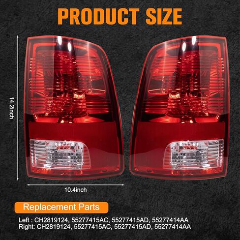 Road Hawk Tail Lights Assembly Compatible with 2009-2018 Dodge Ram 1500 2500 3500 Halogen Taillights w/Bulbs Ram Rear Brake Tail Lamp Replace CH2818124 CH2819124 (Driver and Passenger Side) in Saudi Arabia