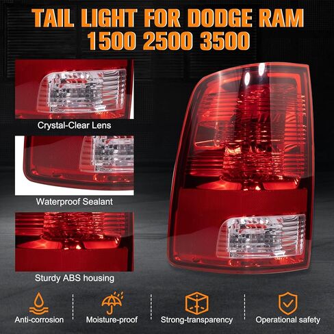 Road Hawk Tail Lights Assembly Compatible with 2009-2018 Dodge Ram 1500 2500 3500 Halogen Taillights w/Bulbs Ram Rear Brake Tail Lamp Replace CH2818124 CH2819124 (Driver and Passenger Side) in Saudi Arabia