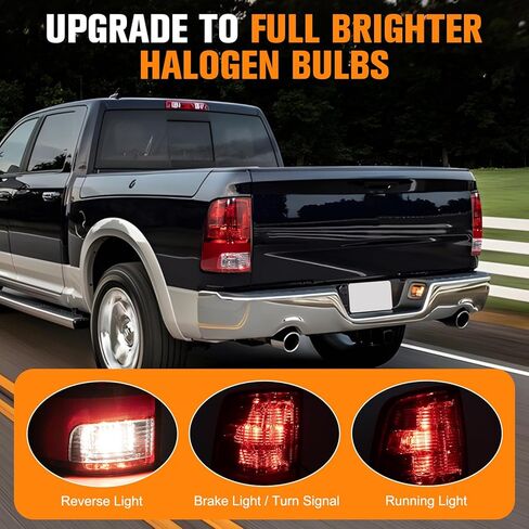 Road Hawk Tail Lights Assembly Compatible with 2009-2018 Dodge Ram 1500 2500 3500 Halogen Taillights w/Bulbs Ram Rear Brake Tail Lamp Replace CH2818124 CH2819124 (Driver and Passenger Side) in Saudi Arabia