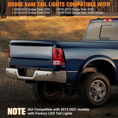 Road Hawk Tail Lights Assembly Compatible with 2009-2018 Dodge Ram 1500 2500 3500 Halogen Taillights w/Bulbs Ram Rear Brake Tail Lamp Replace CH2818124 CH2819124 (Driver and Passenger Side) in Saudi Arabia
