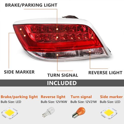 مجموعة مصابيح الذيل FIONE متوافقة مع Buick Lacrosse 2010-2013 ضوء الفرامل الخلفية الجانب الأيسر للسائق LH 22891783 in Kuwait