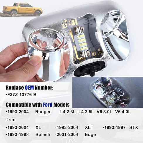 F37Z-13776-B Upgraded LED Cab Map Lamp Assembly Fit for Ford Ranger 1993-2004 Interior Roof Headliner Dome Map Light Lamp Ceiling Overhead Reading Lights, Replace F37Z13776B in Saudi Arabia
