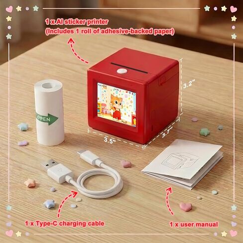 AI Mini Sticker Printer with a Screen, Mini Thermal Printer for Voice-to-Image Generation, Portable Sticker Maker Ideal for DIY Crafts and Journaling in Saudi Arabia