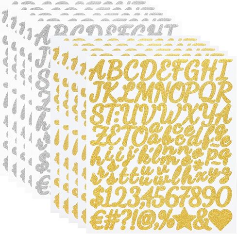 960pcs 10 Sheets Glitter Letter Stickers Gold Silver Letter Number Stickers for DIY Crafts Graduation Cap Decorations Scrapbooks Mailbox Signs Party Decorations in Saudi Arabia