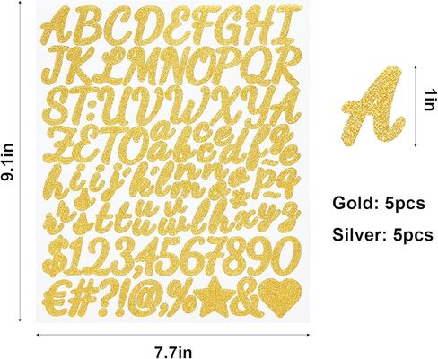 960pcs 10 Sheets Glitter Letter Stickers Gold Silver Letter Number Stickers for DIY Crafts Graduation Cap Decorations Scrapbooks Mailbox Signs Party Decorations in Saudi Arabia