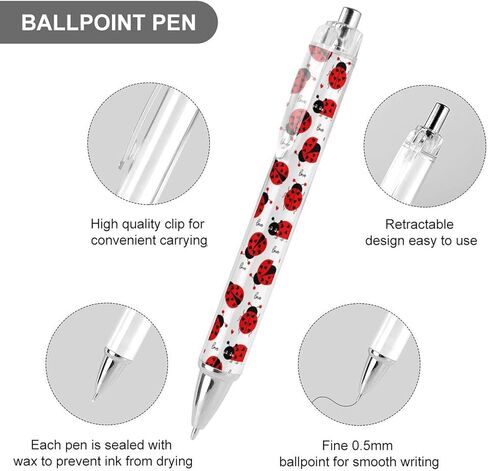 Ladybugs Pattern Ballpoint Pen Retractable Writing Ballpoint Ball Pens Gifts for Work Office Stationery Supplies Gifts in Saudi Arabia