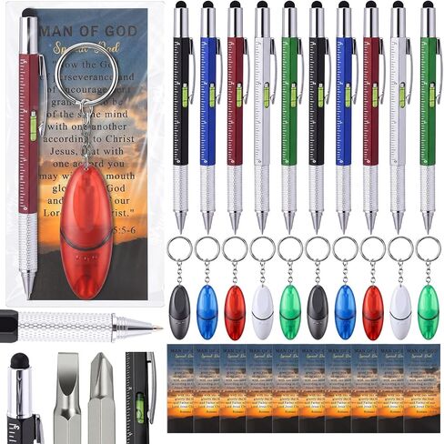 10 Set/40 Pcs Fathers Day Church Gifts Bulk Include Man of God 6 in 1 Multi Tool Pen Religious Bible Verse Bookmarks Mini Screwdriver Keychain Gifts Multi Tool Gadget Christian Stuffer for Husband Men in Saudi Arabia