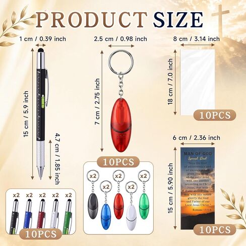 10 Set/40 Pcs Fathers Day Church Gifts Bulk Include Man of God 6 in 1 Multi Tool Pen Religious Bible Verse Bookmarks Mini Screwdriver Keychain Gifts Multi Tool Gadget Christian Stuffer for Husband Men in Saudi Arabia
