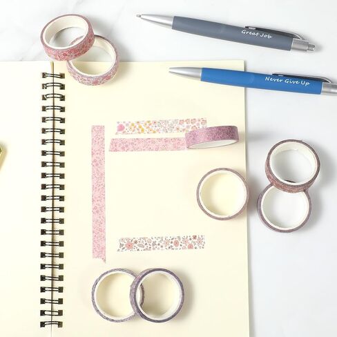 8 Rolls Vintage Washi Tape Set Thin Retro Decorative Antique Patterns Masking Tapes Bohemian Colorful Cute Little Flowers for Arts, DIY Crafts, Journals, Planners, Scrapbook, Wrapping in Saudi Arabia