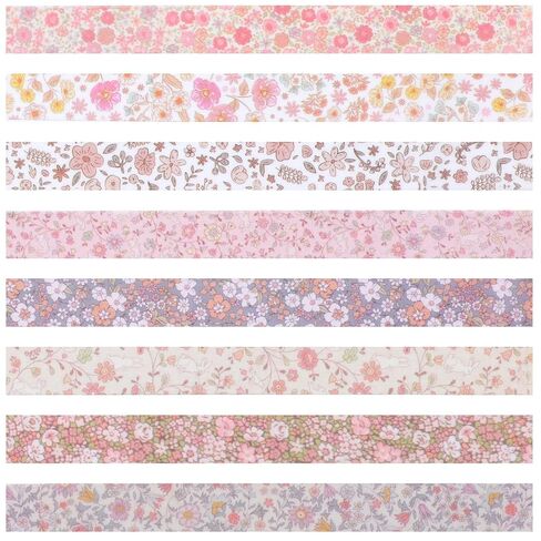 8 Rolls Vintage Washi Tape Set Thin Retro Decorative Antique Patterns Masking Tapes Bohemian Colorful Cute Little Flowers for Arts, DIY Crafts, Journals, Planners, Scrapbook, Wrapping in Saudi Arabia