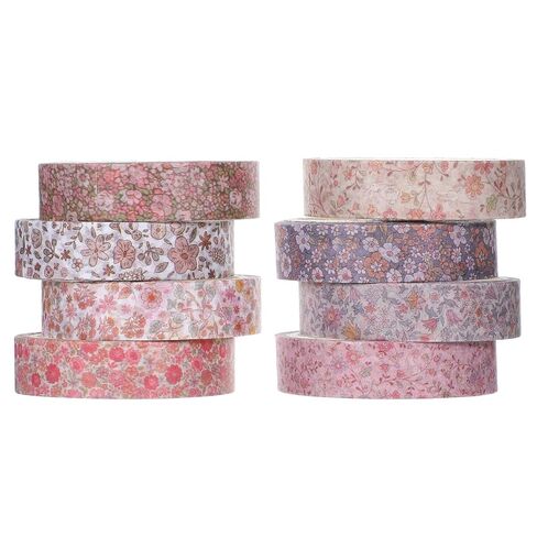 8 Rolls Vintage Washi Tape Set Thin Retro Decorative Antique Patterns Masking Tapes Bohemian Colorful Cute Little Flowers for Arts, DIY Crafts, Journals, Planners, Scrapbook, Wrapping in Saudi Arabia