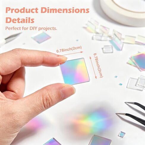 100 Pack Iridescent Acrylic Squares, Mini Rainbow Holographic Acrylic Squares for DIY Crafts, Mosaic Art, Light & Shadow Projects, Home Decoration in Saudi Arabia