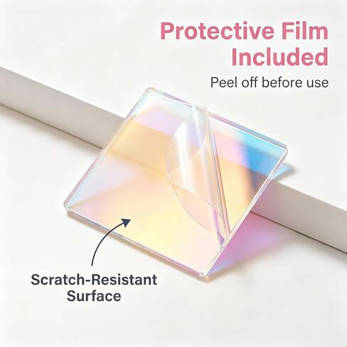 100 Pack Iridescent Acrylic Squares, Mini Rainbow Holographic Acrylic Squares for DIY Crafts, Mosaic Art, Light & Shadow Projects, Home Decoration in Saudi Arabia