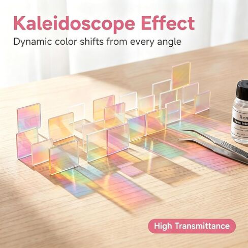 100 Pack Iridescent Acrylic Squares, Mini Rainbow Holographic Acrylic Squares for DIY Crafts, Mosaic Art, Light & Shadow Projects, Home Decoration in Saudi Arabia