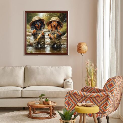 Miwixy Dachshund Dog Diamond Art Kits for Adults,Chihuahuas Diamond Painting Kits,5D Full Drill Gem Diamond Dots Paintings,Animal Round Diamond Art Canvas for Beginners Home Wall Decor 12 x 12 Inch in Saudi Arabia