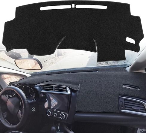 حصيرة غطاء لوحة القيادة مخصصة لسيارة Honda Fit 2015-2020، Honda Jazz 2015-2019 بدون مكبر صوت، غطاء لوحة القيادة وغطاء وسادة واقي السجاد (أسود) J393 in Kuwait