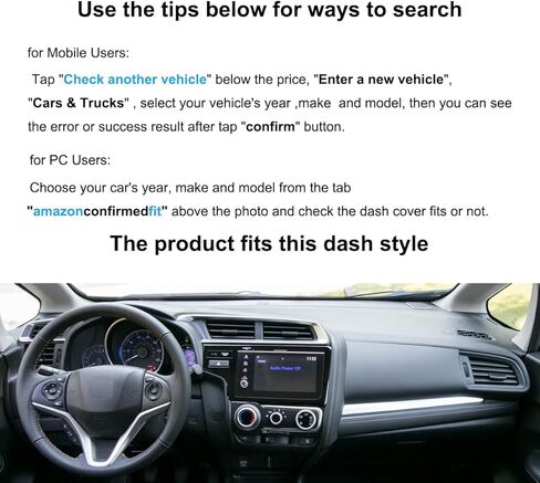 حصيرة غطاء لوحة القيادة مخصصة لسيارة Honda Fit 2015-2020، Honda Jazz 2015-2019 بدون مكبر صوت، غطاء لوحة القيادة وغطاء وسادة واقي السجاد (أسود) J393 in Kuwait