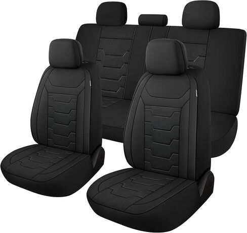 CAROMOP Breathable Car Seat Covers Full Seats,3D Air Mesh Cloth Seat Covers for Cars, Split Bench Compatible Car Interior Covers, Universal Fit Most Car Sedan Truck SUV(Black) in Saudi Arabia