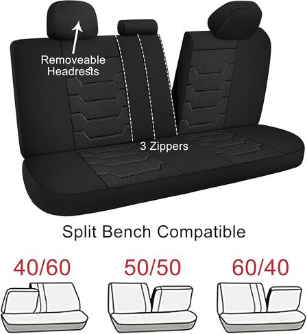 CAROMOP Breathable Car Seat Covers Full Seats,3D Air Mesh Cloth Seat Covers for Cars, Split Bench Compatible Car Interior Covers, Universal Fit Most Car Sedan Truck SUV(Black) in Saudi Arabia