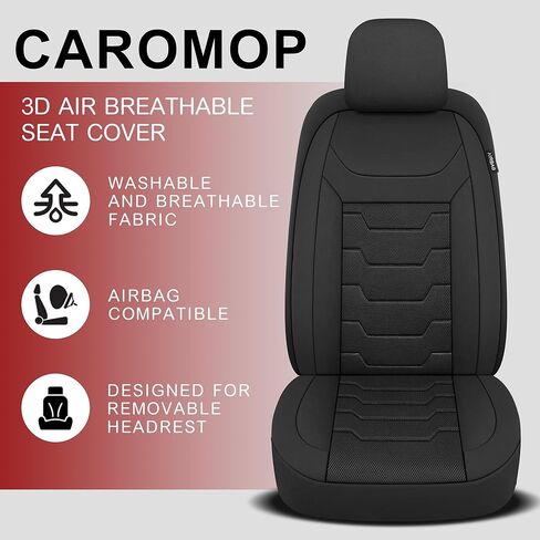 CAROMOP Breathable Car Seat Covers Full Seats,3D Air Mesh Cloth Seat Covers for Cars, Split Bench Compatible Car Interior Covers, Universal Fit Most Car Sedan Truck SUV(Black) in Saudi Arabia