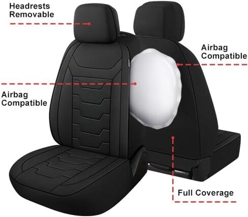 CAROMOP Breathable Car Seat Covers Full Seats,3D Air Mesh Cloth Seat Covers for Cars, Split Bench Compatible Car Interior Covers, Universal Fit Most Car Sedan Truck SUV(Black) in Saudi Arabia