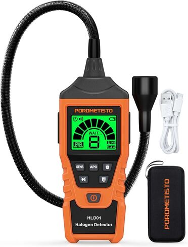 2 in 1 Rechargeable Halogen Detector POROMETISTO,Detect CFCs,HFCCS,HFCS,HFOS, 2 Sensitivity Mode Refrigerant Leak Detector Tri-Color and Alarm Function,Leak Detector for Cold Storage,Air Conditioning in Saudi Arabia